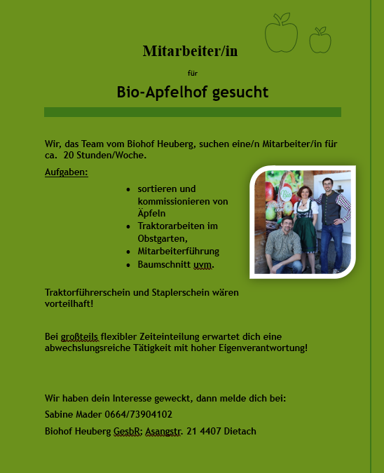 Mitarbeiter/in gesucht!